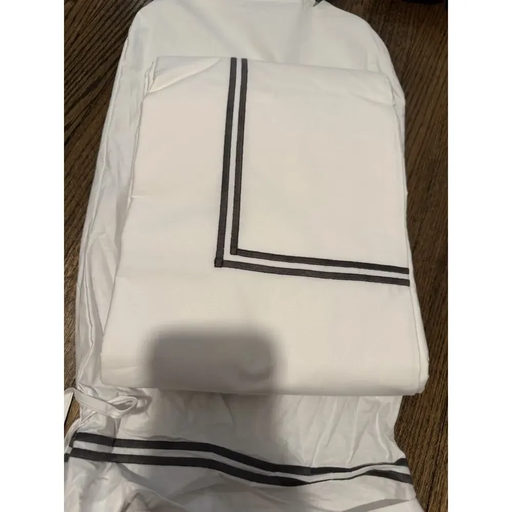 Restoration Hardware Italian Hotel Satin Stitch Duvet Twin Grey NEW $219 NWT